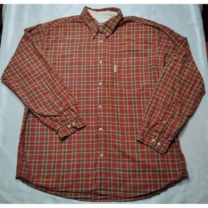 COLUMBIA Men Size 2XL Clay Red Plaid‎ Cotton Long Sleeve Button-Up Shirt